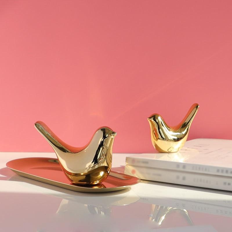 Bird Statues Home Decor Modern Style Gold Decorative Ornaments For Living Room Bedroom Office Desktop Cabinets