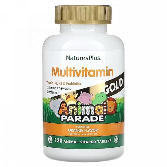 Nature's Plus Source of Life, Animal Parade Gold, Children's Chewable Multi-Vitamin, Mineral Supplement, Natural Orange Flavor, 120 Animals