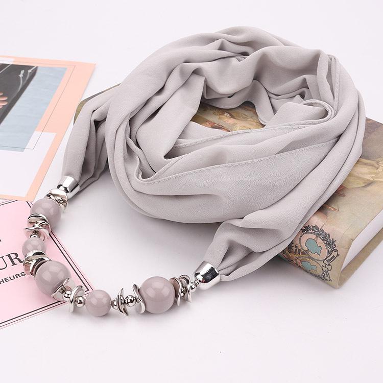 Wunderschöner Perlenanhänger Ring Schal Damen Schal Schal Schmuck Halskette Ethnischer Stil Chiffonschal