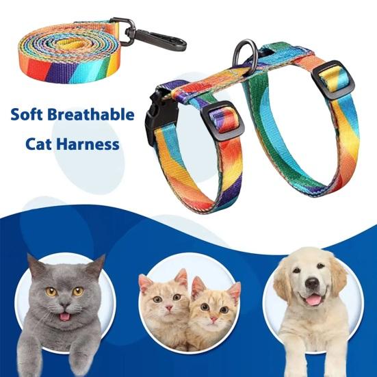 Ensemble harnais et laisse pour chat, harnais souple et réglable, anti-fuite, pour chaton, marche, voyage, corde de traction pour chats de petite, moyenne et grande taille