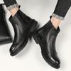 Side Zipper Men High Top Casual Shoes Luxury Chelsea Boots Genuine Leather Men's Ankle Boots High Grade Winter Plush Snow Boots