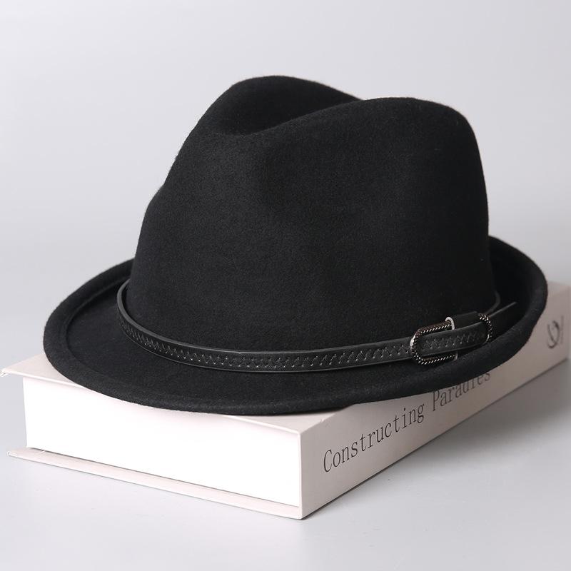 Elegant top hat Merino wool crimped warm winter hat fashionable versatile retro woolen basin hat British
