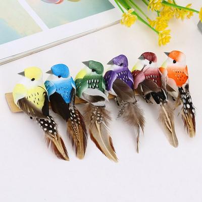 6PCS Craft Artificial Bird Model Vivid Simulation Sparrow Gift Lifelike Pearl Bird  Indoor Outdoor