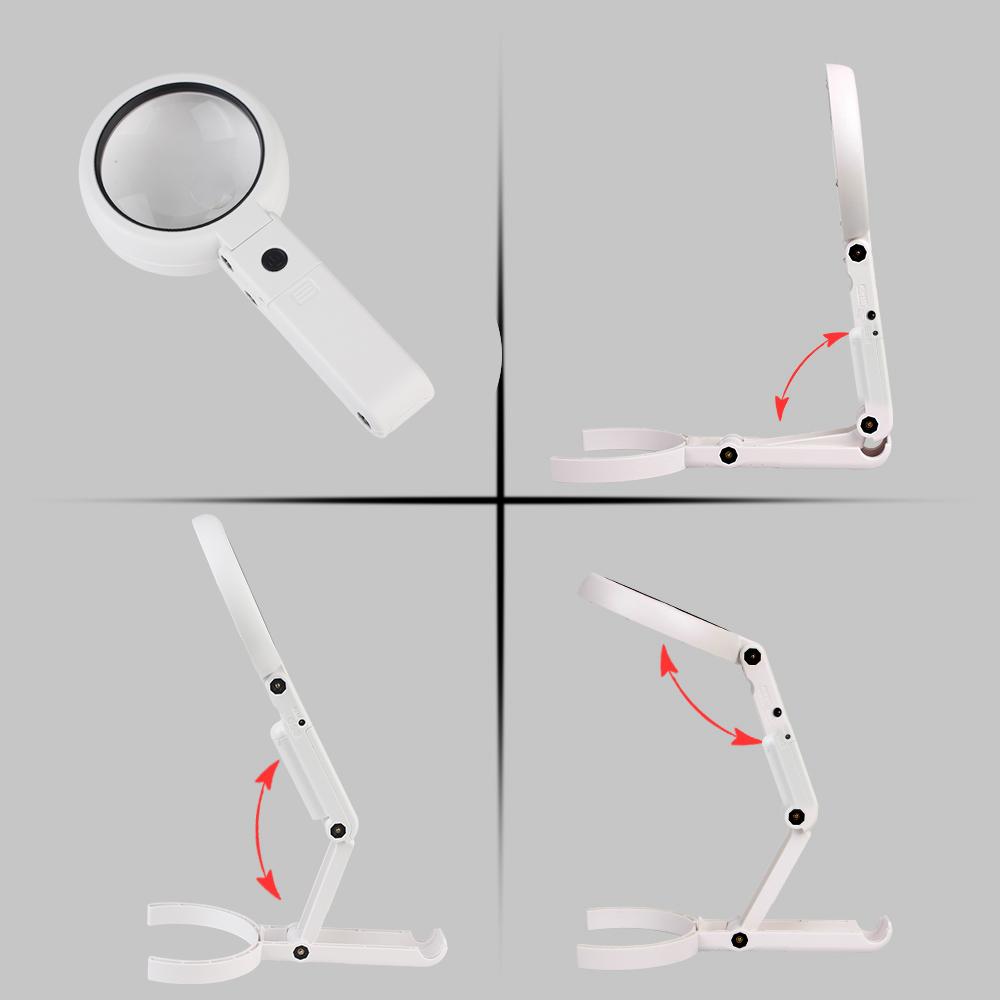 5x 11x with 8 LED Light Stand Desk Magnifying Glass Hand Tool Set Portable Hand-held Foldable for Jewelry Appraisal Reading Repair