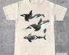 Trio von Orcas T-Shirt, Retro Orcas Shirt, Vintage Meerestier Shirt, Orca Wal Shirts, Ozean Shirts, Fisch Shirts, Meeres Shirts