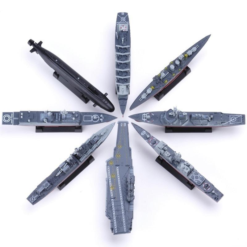 8 pz/Set Modello Puzzle da Assemblare Costruzione Sottomarino Nucleare Simulazione Barca Incrociatore Cacciatorpediniere Sottomarino Nucleare Giocattoli Militari per Ragazzo