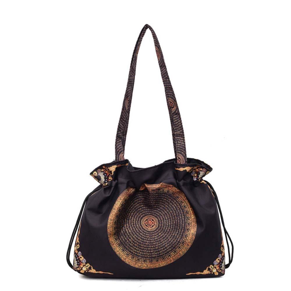 

Хлопковый мешочек на кулиске Ханфу, ретро вышитая сумочка, китайский принт, наплечная сумка, для повседневного использования Circle