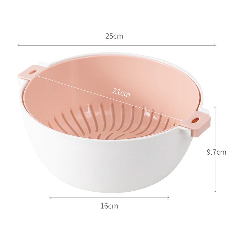 Double-Layer Plastic Drain Basket: Multi-Use Kitchen & Living Room Bowl for Washing Vegetables and Serving Fruit.
