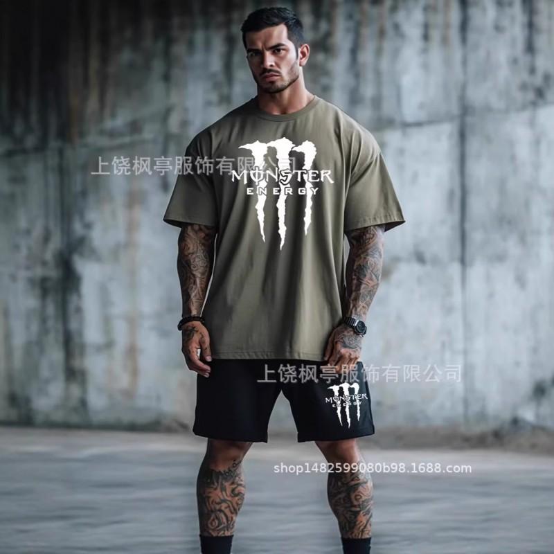 Mens Athletic Short Sleeve T-Shirt Shorts Set Boxing Training Sportswear Lightweight Casual Gym Wear