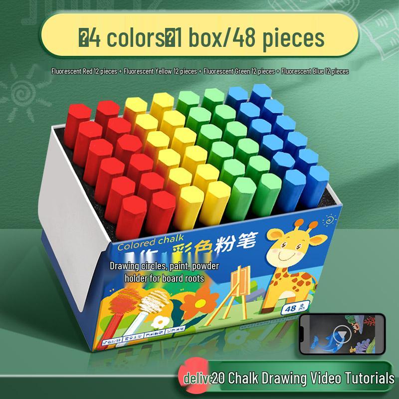 Vivid Dustless Multi-color Chalk for Children and Teachers - Keeps Hands Clean