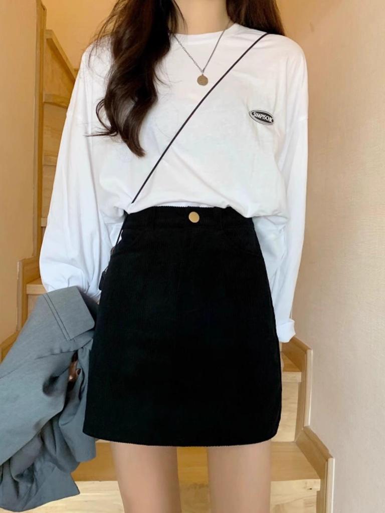 2026 Women's High-Waisted Corduroy A-Line Skirt: Slimming, Anti-Exposure Design for Autumn/Winter