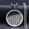 Yoga Flower of Life Stainless Steel Necklace for Women Men Gold Color Aesthetic Seed of Life Sacred Geometry Chain Jewelry N4834