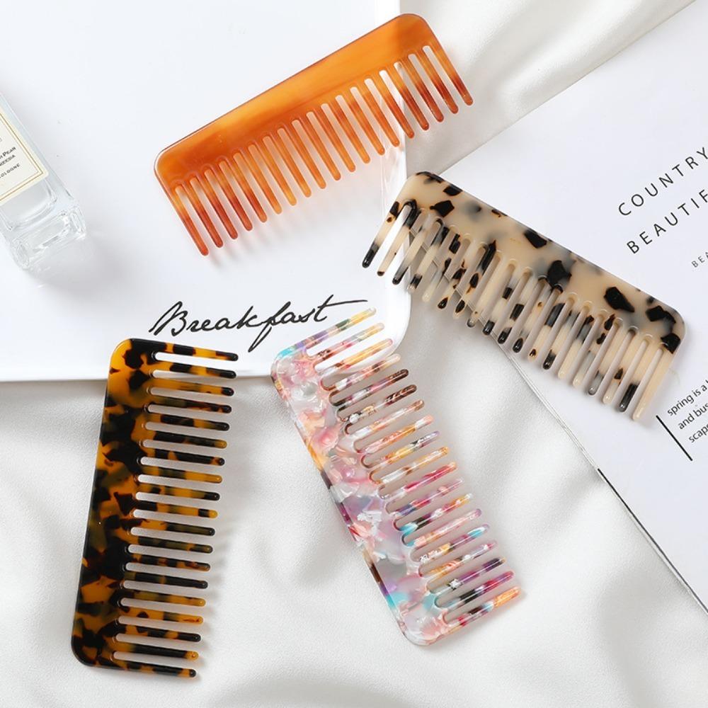 Wide Teeth Massage Hair Brush Traveling Colorful Hairdressing Comb Acetate Hair Combs  Women