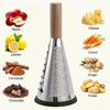 1PCS 9-Inch Conical Stainless Steel Cheese Potato Grater Home Kitchen Multifunctional Grater Wooden Handle Vegetable Grater Tool