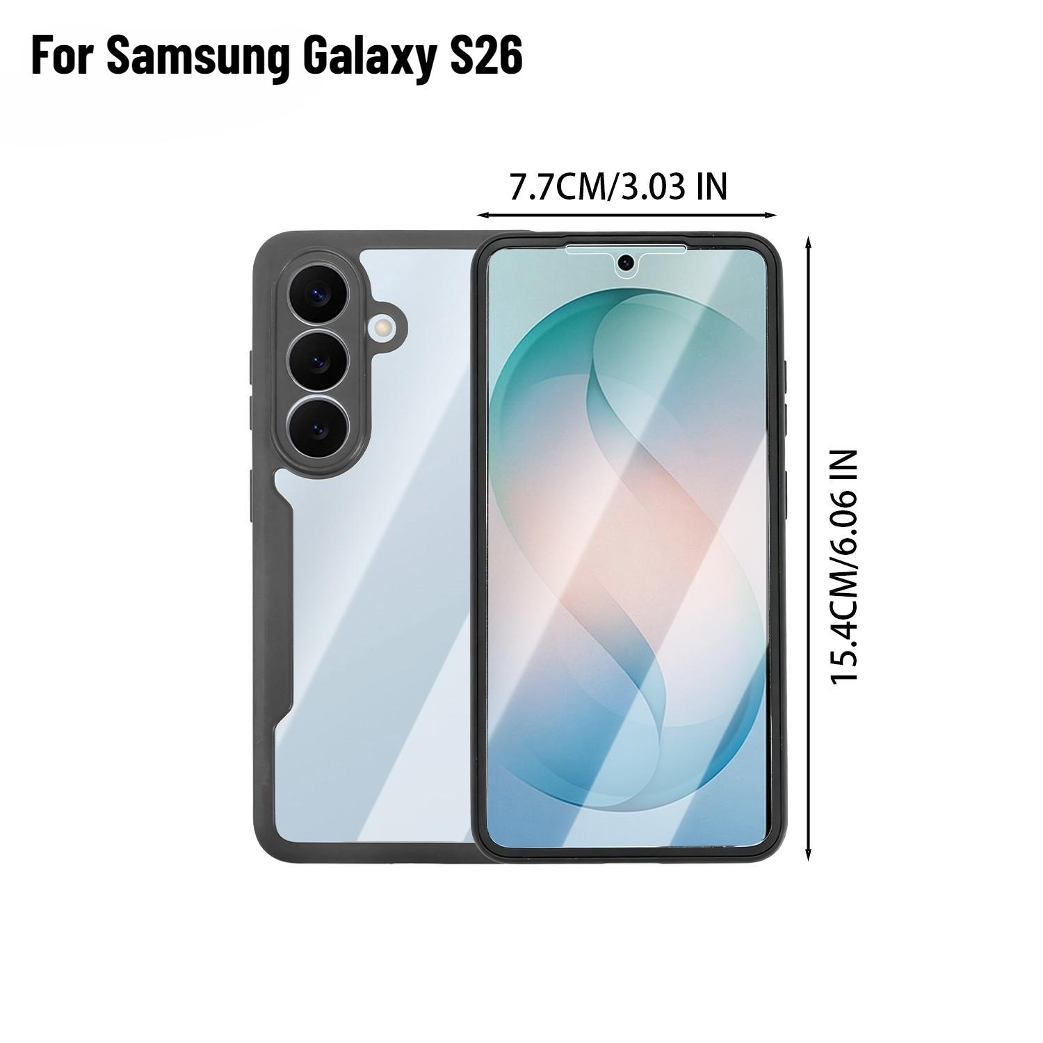 Transparent Phone Case 360° Full Coverage Wrapped Sleeve for Samsung Galaxy S26/S26 Ultra/S26 Plus Screen Protective Covers