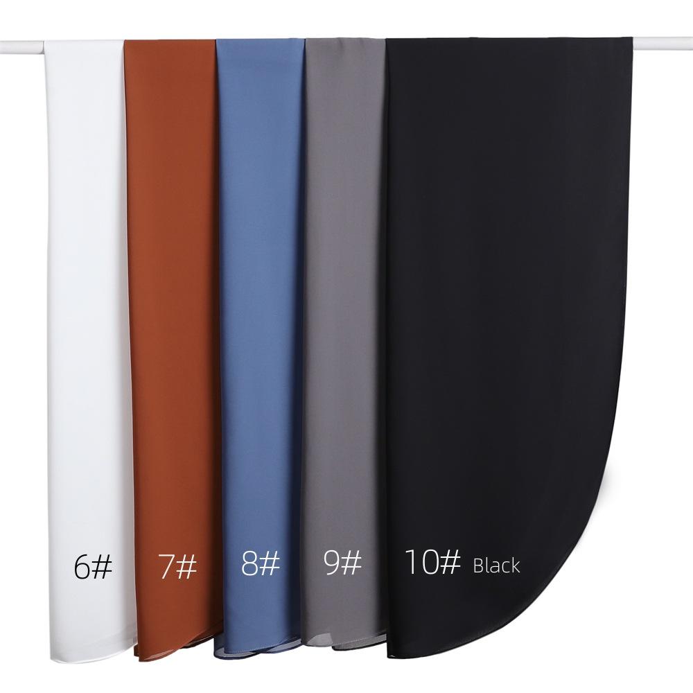 Solid Color Pearl Chiffon Semi-Circular Long Scarf - Breathable, Soft Draping Shawl