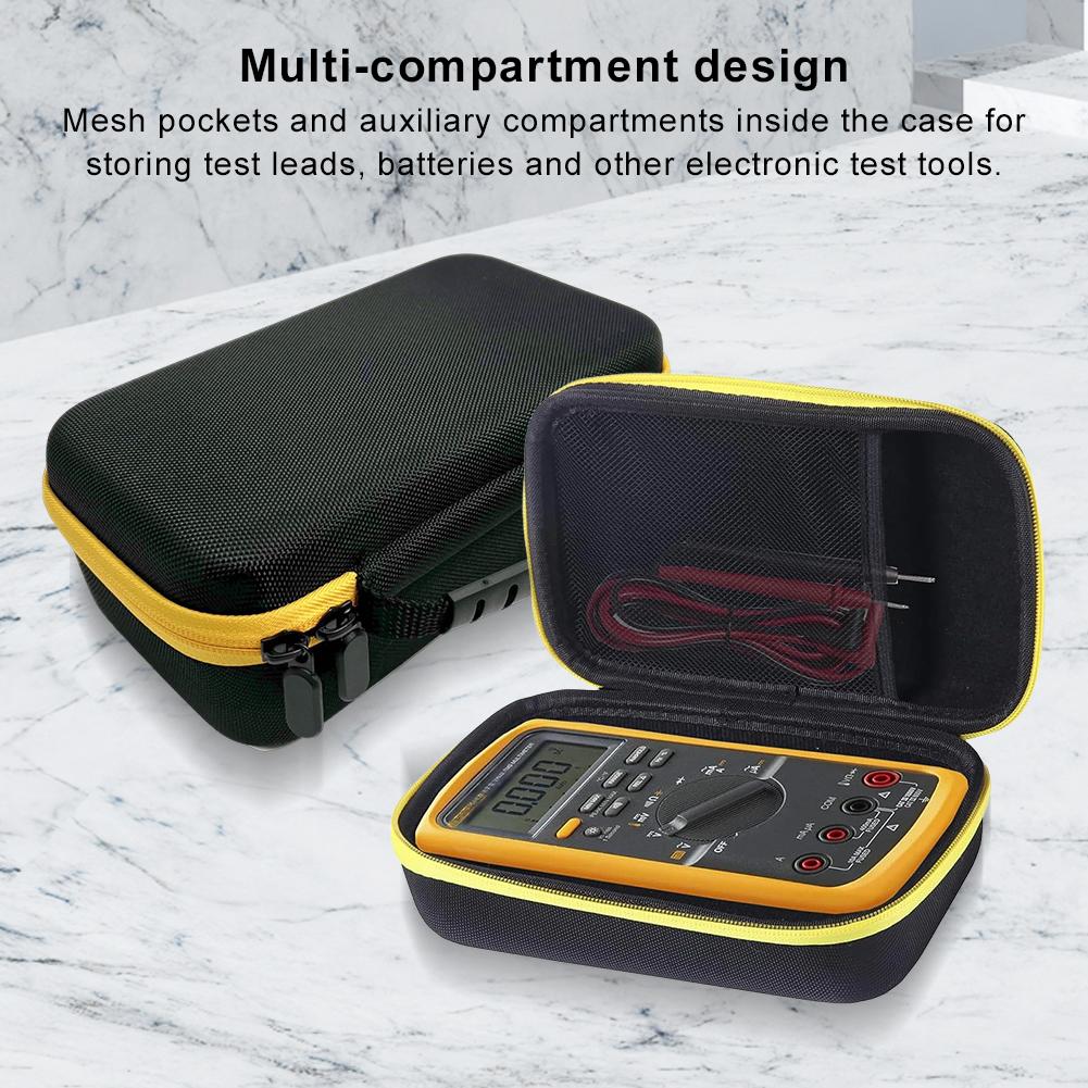 Hard Travel Case Shockproof Portable Storage Bag Anti-scratch with Mesh Pocket for Fluke 115/116/117 Handheld Digital Multimeter