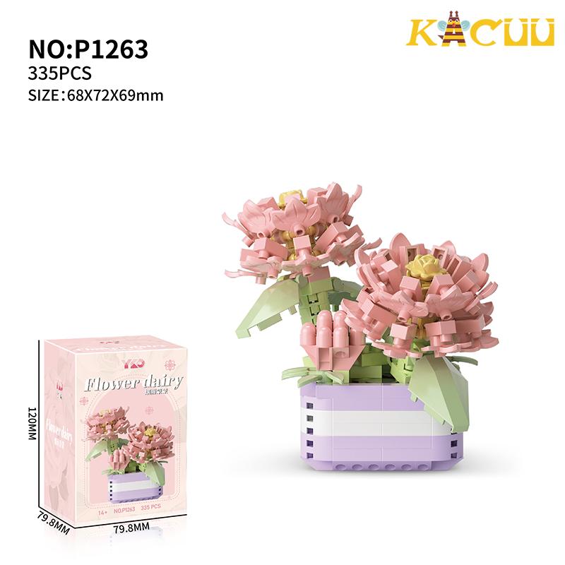 Netoxická věčná kytice Tulipán Květ Stavebnice 3D model Domácí dekorace Rostlina v květináči Montáž Moc kostky Valentýn Dětské dárky