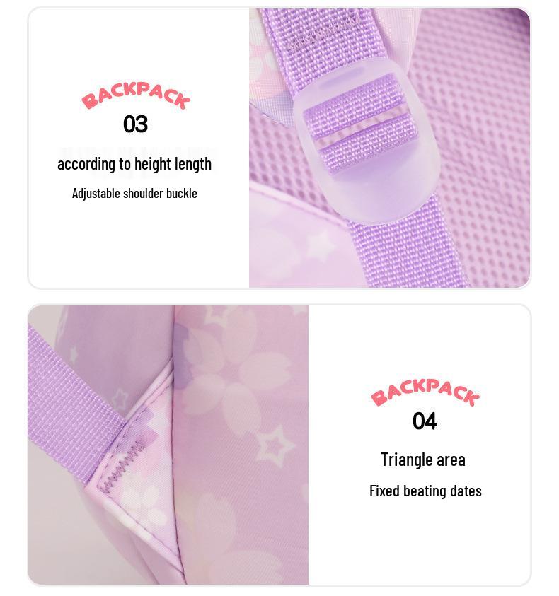 Kuromi Unisex Lightweight School Backpack for Grades 1-6: Spine-Protecting, Load-Reducing Double Shoulder Bag for Kids