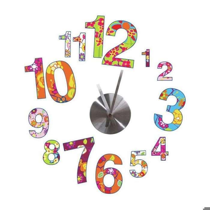 Stickers repositionnables horloge colorée