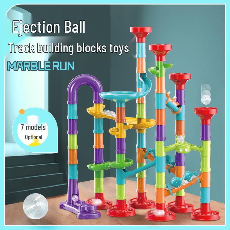 Interchangeable Marble Run Maze Building Set: Cross-Border Catapult Adventure