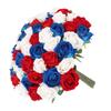 50-teiliges Set Künstliche Rosen Rot Blau Weiß Realistischer Rosenstrauß für Tischdekoration Gedenkfeier