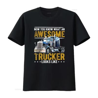 Awesome Trucker Big Rig Semi Trailer Truck Driver S T Shirt Black Vintage Washed Soft Slightly Graphic Top For Everyday Wear