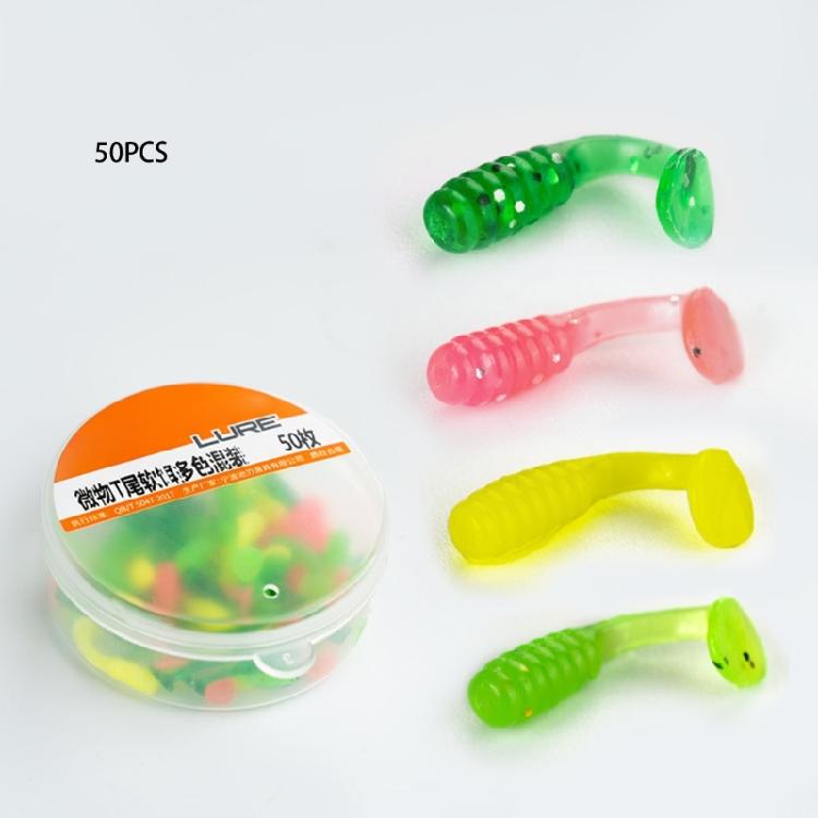 50 Stück 1,5 cm Paddelschwanz-Wobbler Weiche Angelköder für Forellen Künstliche Köder Angelköder Schwimmköder Mehrfarbig