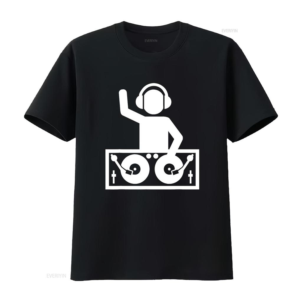 DJ z gramofonami Koszulka vintage Sprana Wygodny Top Do Codziennego Noszenia streetwear moda projektant ubrania Codzienny Miękki