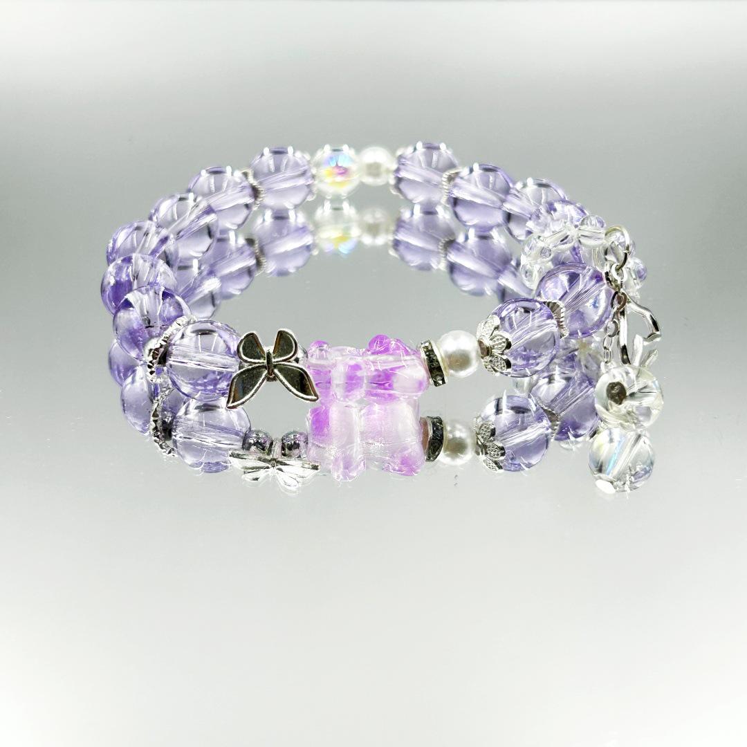Ice Crystal Glass Beaded Bear Bracelet: Versatile, Elegant, and Trendy.
