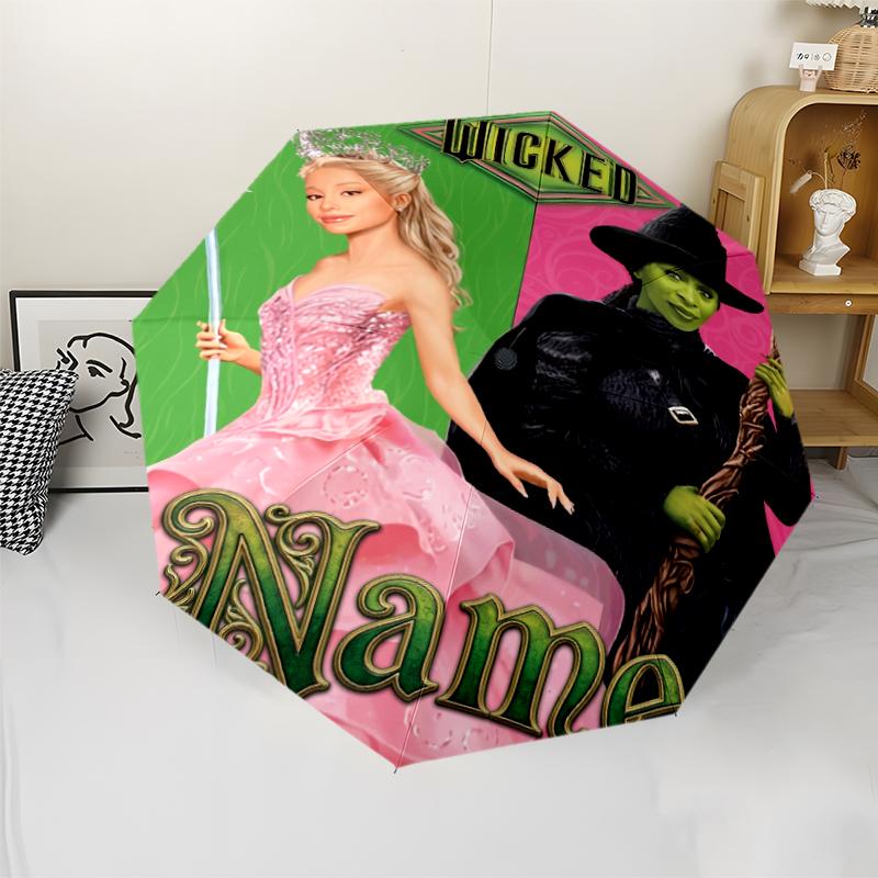 Custom Name Wicked Theme Automatic Umbrella, Lightweight & Portable, 8 Rib, Perfect for Outdoor Travel, Birthdays, Christmas, Gifts.