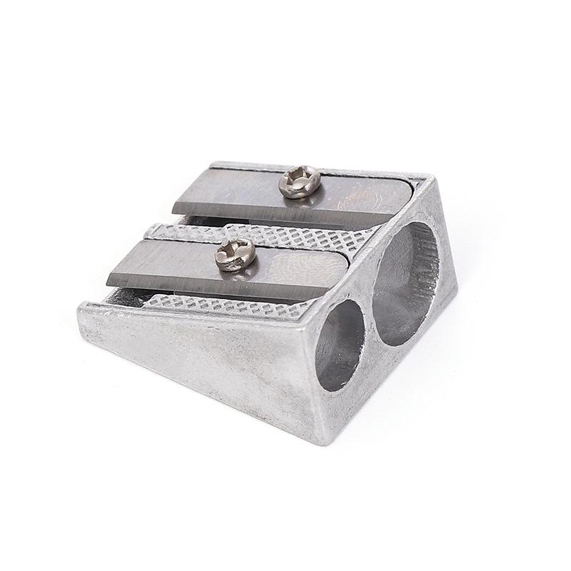 Creative Aluminum Alloy Double Hole Bevel Pencil Sharpener for Primary School Supplies