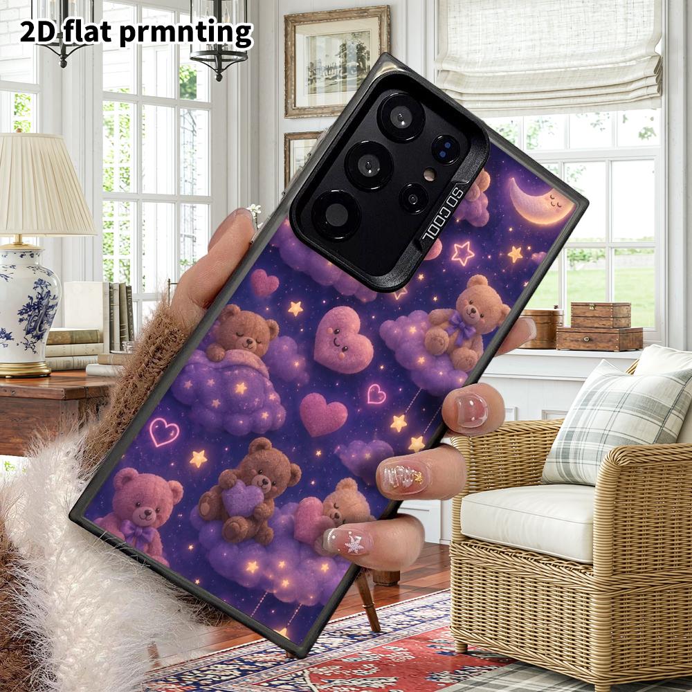 Phone Case: 2D Flat Samsung Galaxy A34 A35 M05 M06 S20 S22 S21 FE Plus 5G Protective Case, Couples Style, Starry Sky with Little Bears, Christmas and 