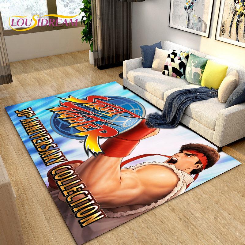Retro Game Street Fighter Gamer Area Rug,Carpet Rug for Living Room Bedroom Sofa Doormat Decoration, Kid Play Non-slip Floor Mat