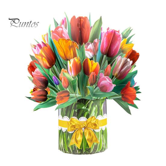 3D Pop Up Flower Bouquet Card Paper Flower Vase Greeting Cards for Mother's Day Congratulations Graduation Anniversary Birthday
