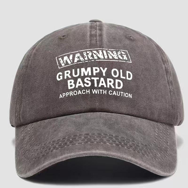 Unisex WARNING GRUMPY OLD BASTARD Print Wash Baseball Caps Spring and Autumn Outdoor Adjustable Casual Hats Sunscreen Hat Adjustable