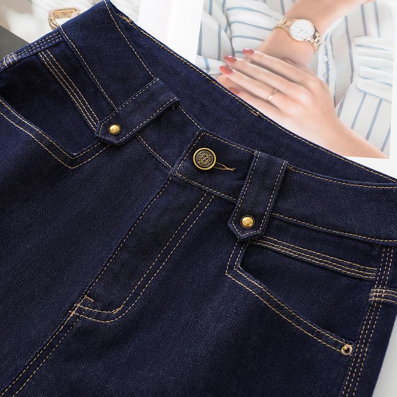 Dámské 2025 Tmavě modré džíny s vysokým pasem, rovnými nohavicemi a zkrácenou délkou - Volné, zeštíhlující, retro styl