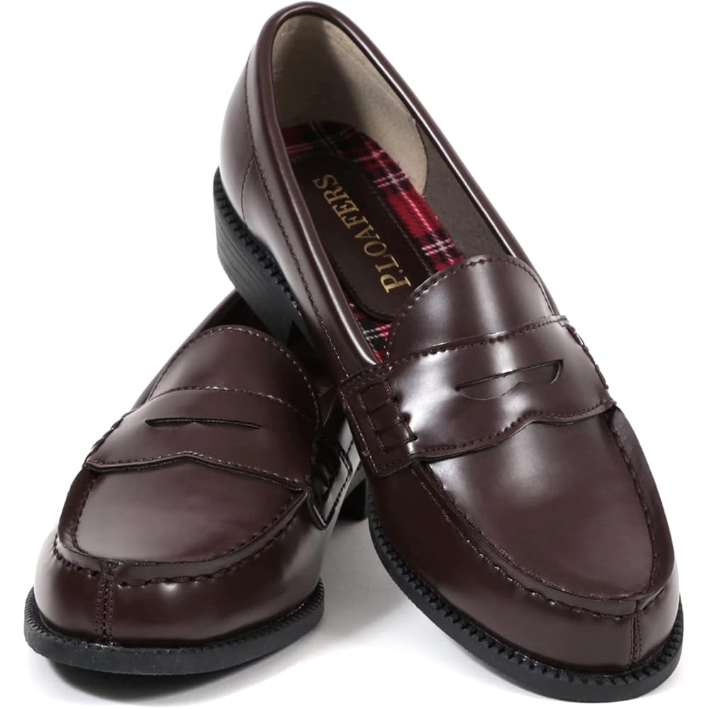 Akiriko Basic Loafers Simple Design Antibacterial Moisture-Wicking Check Insole Brown 23.5cm