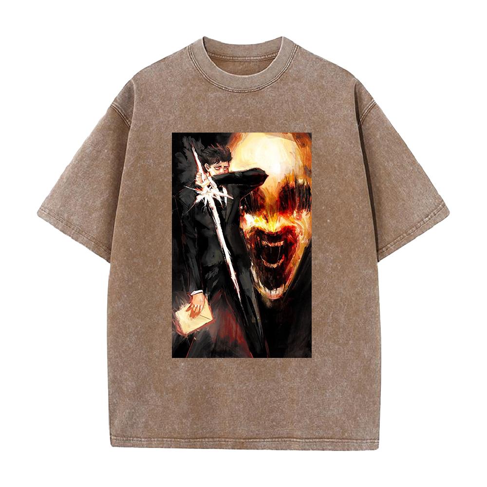 

Anime Jujutsu Kaisen T Shirt Hiromi Higuruma Gothic Y2k Washed T-shirt Men Clothing Summer Short Sleeve 100% Cotton Tees Tops XXL коричневий