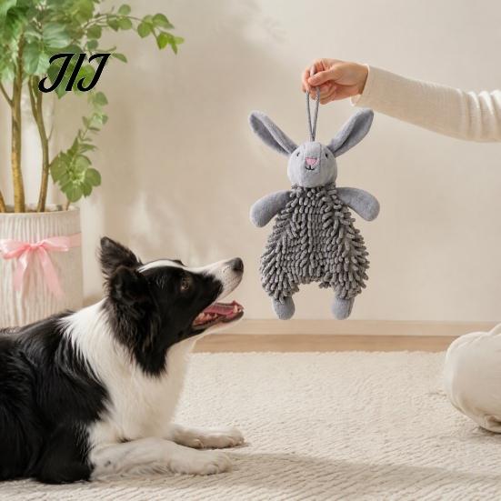 Bite Resistant Plush Toys for Dogs Squeaky Dog Toy, Fox/Rabbit/Bear Shape, Durable Bite-Resistant Interactive Toy Training Small Medium with Lanyard,