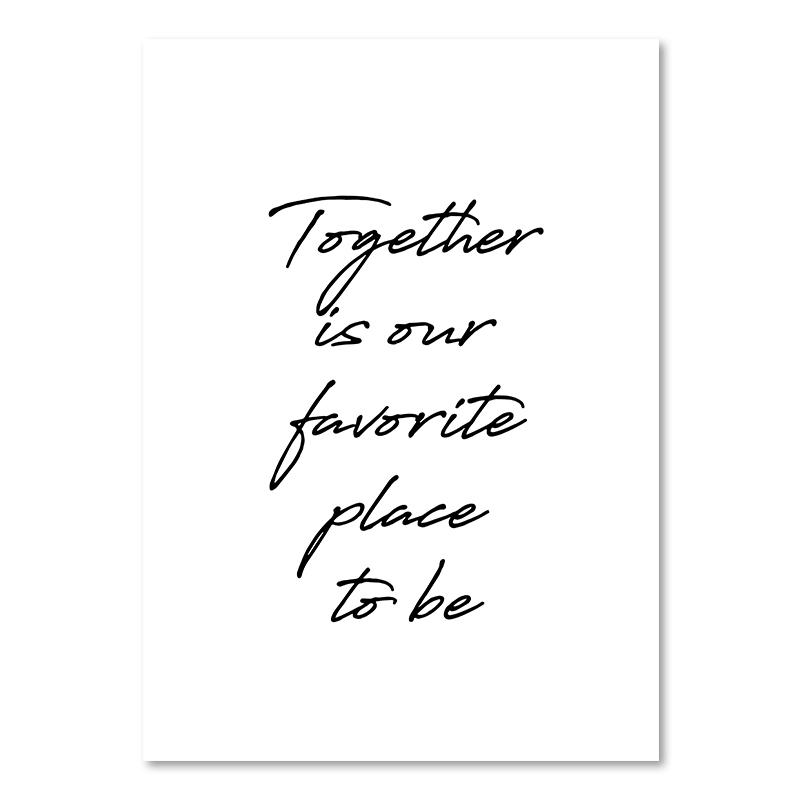 Schwarz-weißes Lebenszitat auf Leinwand, Gemälde im skandinavischen Stil, Liebesposter und Druck, nordische Wandbilder für Wohnzimmer, Heimdekoration