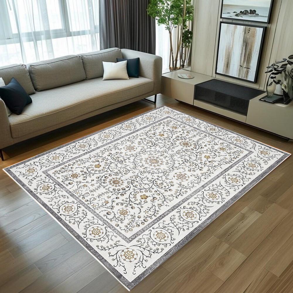 Vintage Floral Pattern Area Rug Soft Durable Non Slip Washable Floor Mat for Living Room Bedroom Dorm Apartment Home Decor