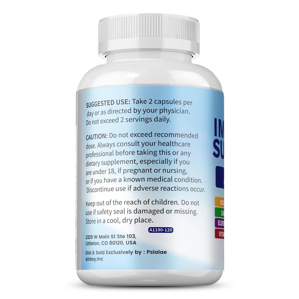 Pslalac Multivitamin Dietary Supplement, Containing Vitamins C/D3/B6, Ginger, and Turmeric, Supports Immunity and Bone Health.