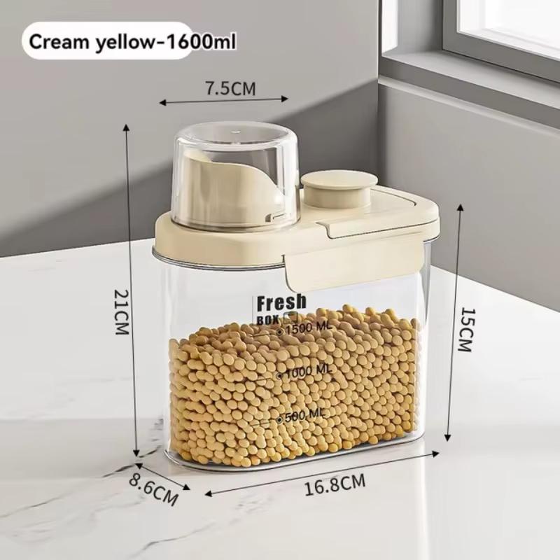 Kitchen Storage Container Large Capacity with Dual Silicone Seal Measurement Markings Airtight Grain Rice Flour Pantry Organizer