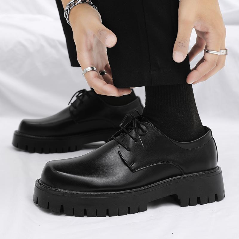 Platform Men Leather Shoes Casual Formal Dress Oxfords British Style Wedding Flats Soft Breathable Walking Office Sneakers