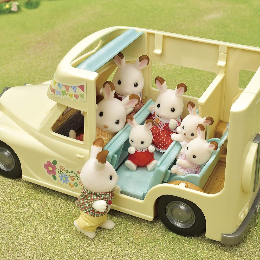 Sylvanian Families Camping Car Toy Set for Ages 3 and Up, ST Mark Certified, Dollhouse Accessory