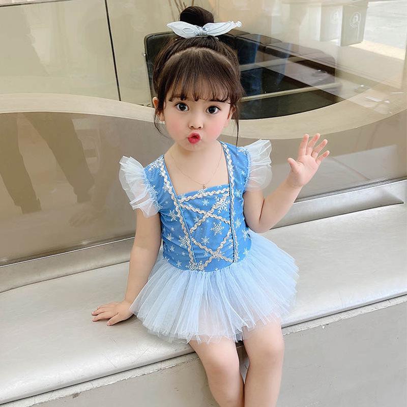 

Летний черный кружевной слитный купальник-принцесса для девочки 2024 110