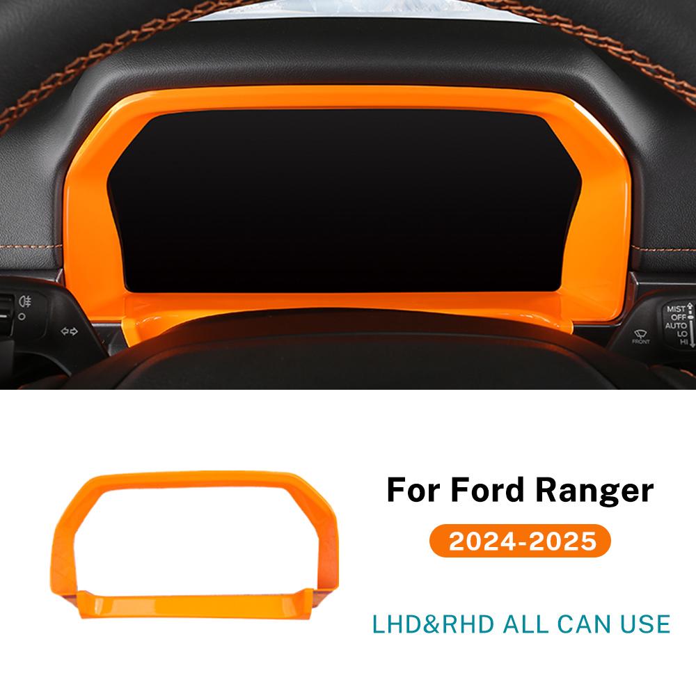 

For Ford Ranger 2024 2025 LHD RHD Car Dashboard Frame Carbon fiber pattern Interior Accessories помаранчевий
