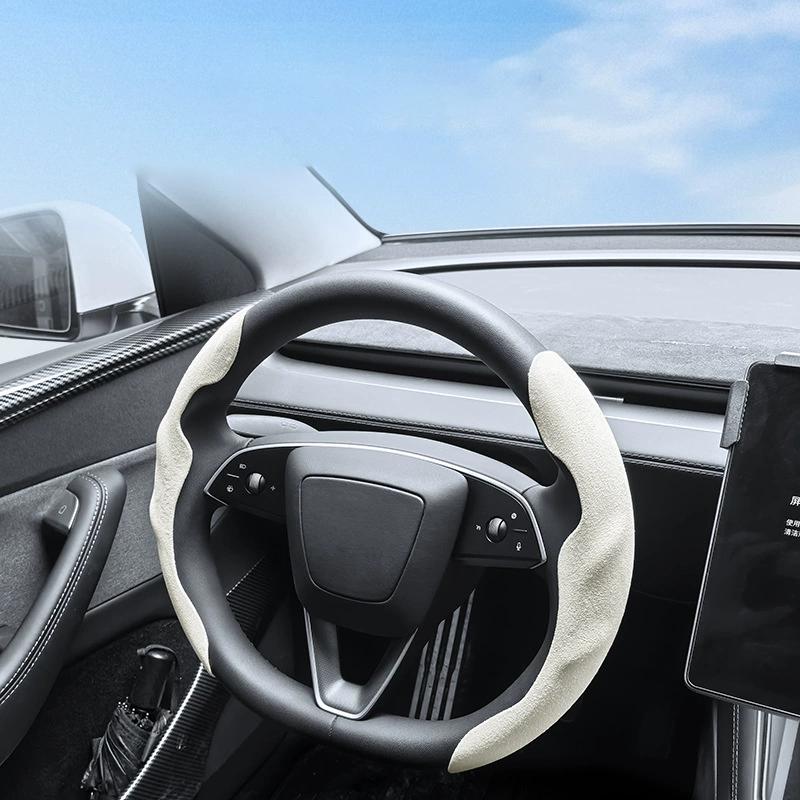 Для Tesla Model Y Juniper 2025+ Чехол на руль Всесезонный Универсальный Спортивный Чехол на руль из оленьей замши