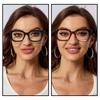 JO Stylish Reading Glasses with Blue Light Retro Square with Case Women's Blocking, Design, Brown, 1.50mm,